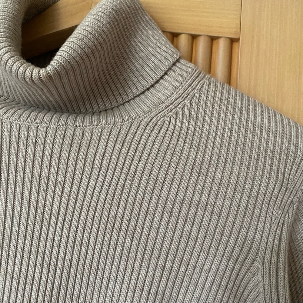Aritzia wilfred rebecca ribbed turtleneck merino wool sweater grey beige - Picture 4 of 8